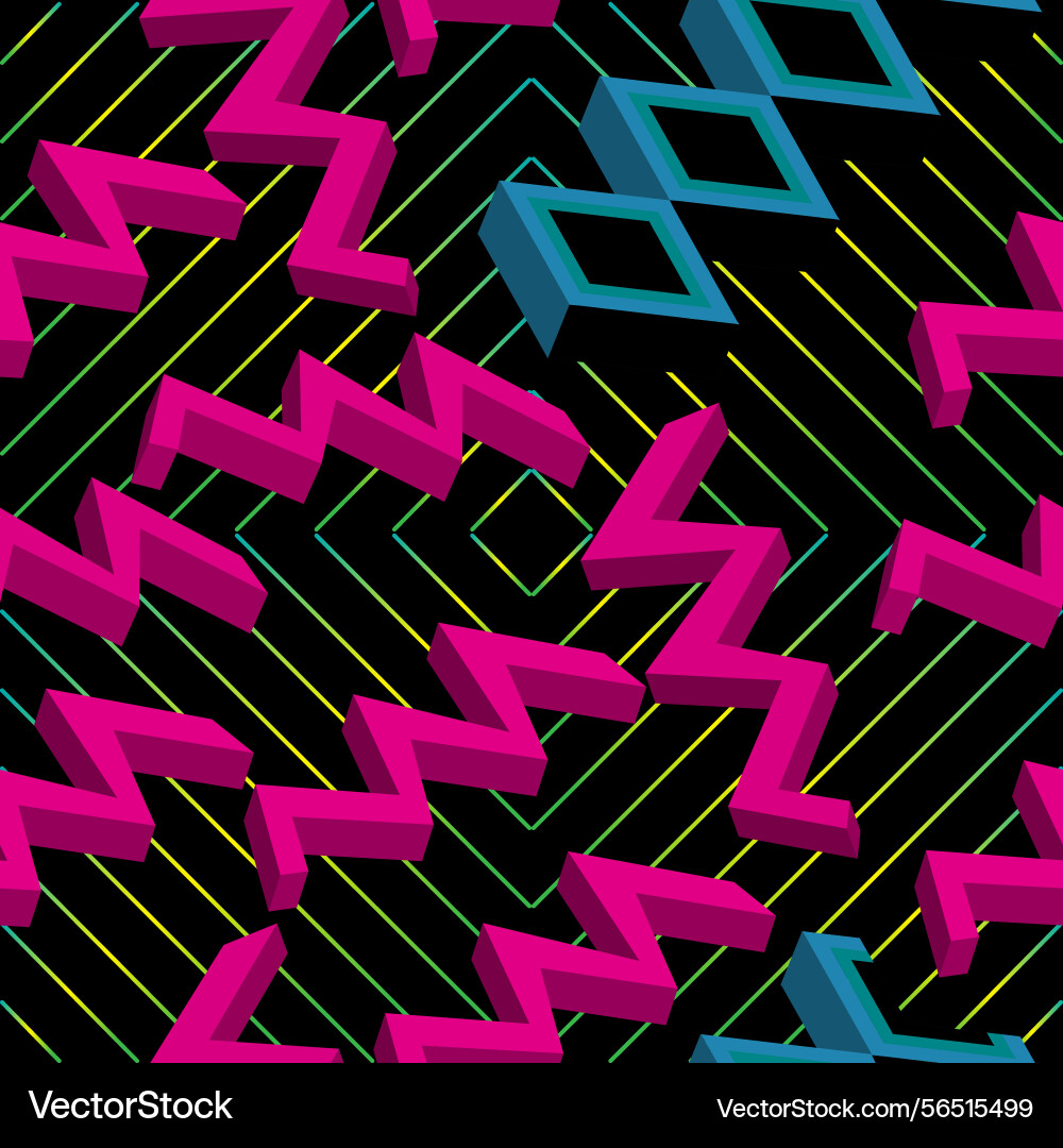 Abstract 3d shape over background with lines Abstract 3d shape over background with lines vector image