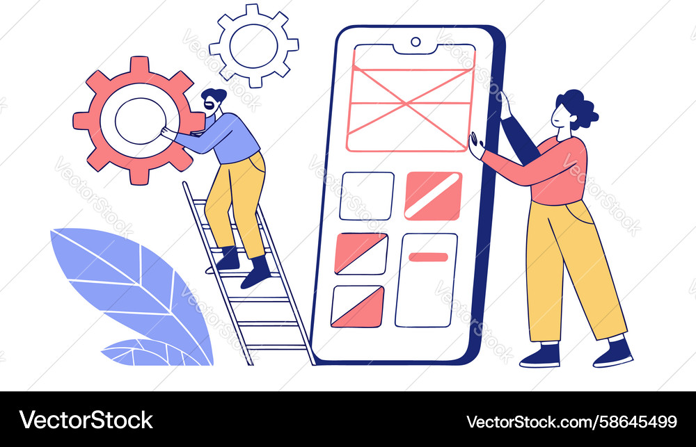 App UI/UX Collaboration Interface Vector Image