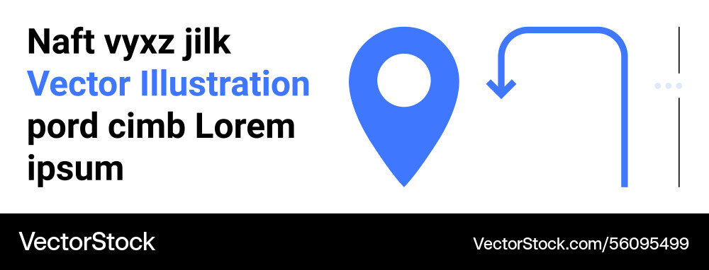 Blue map pin with arrow and text elements Vector Image