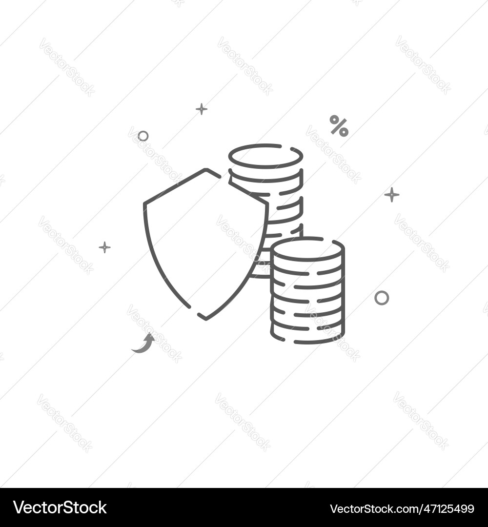 Coin stack with shield simple line icon Vector Image
