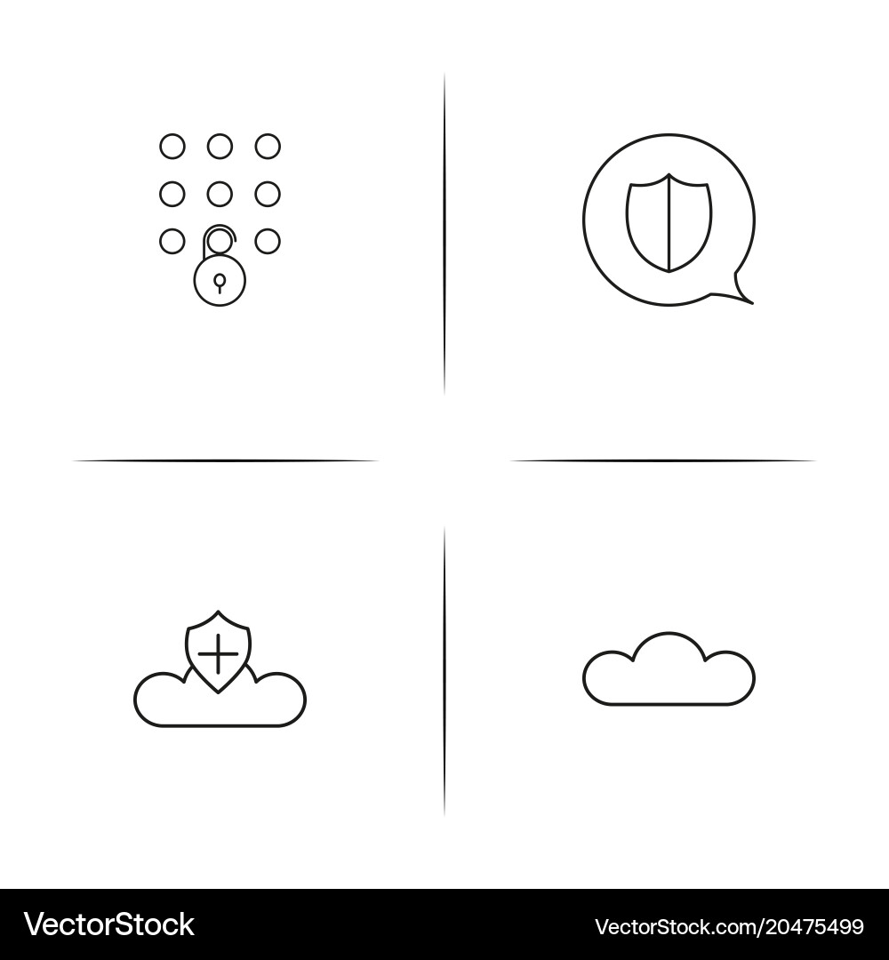 Cyber security simple linear icons set outlined Vector Image