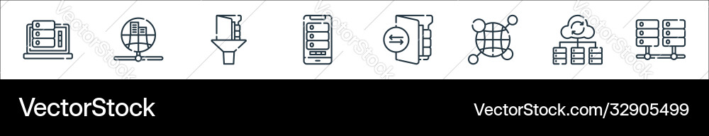 Database and servers line icons linear set Database and servers line icons linear set Vector Image