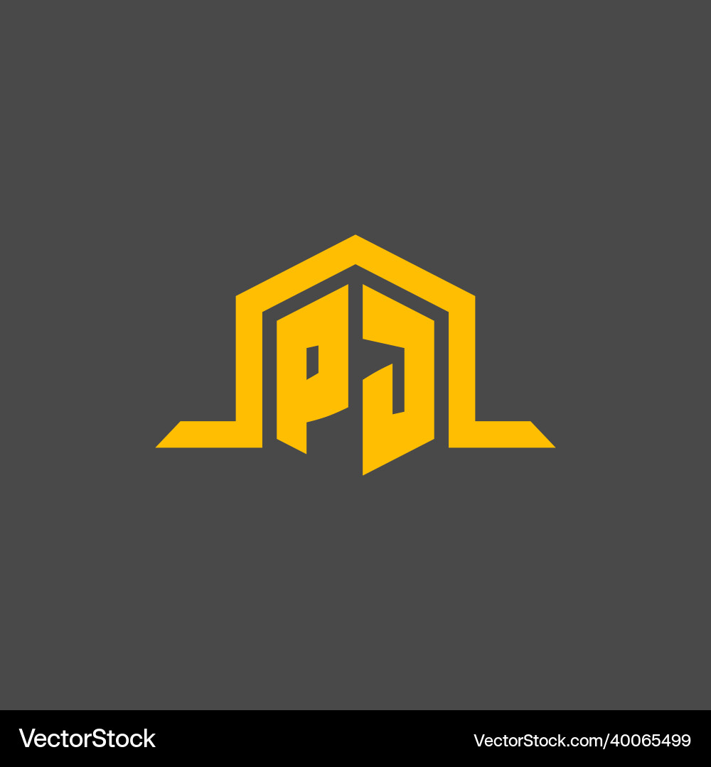 Pj monogram initial logo with hexagon style design Vector Image