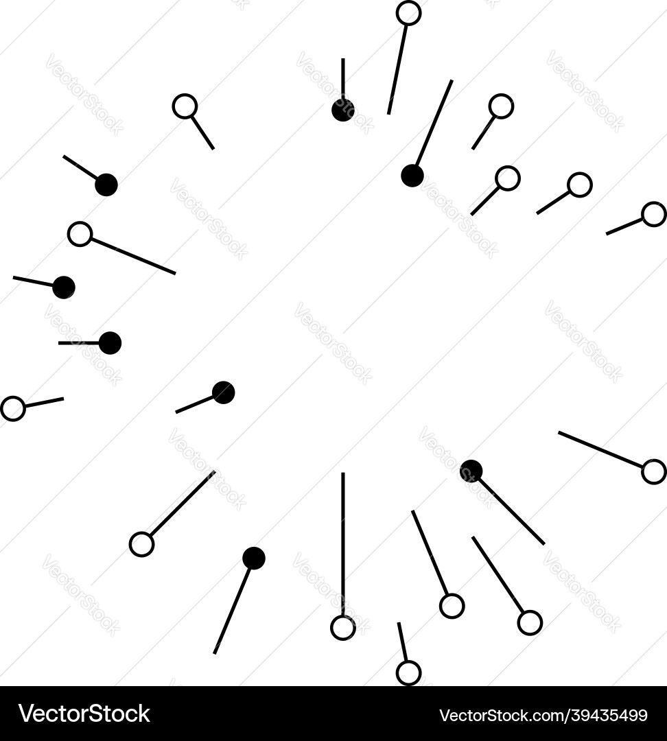 Radial radiating lines with nodes nodal points Vector Image