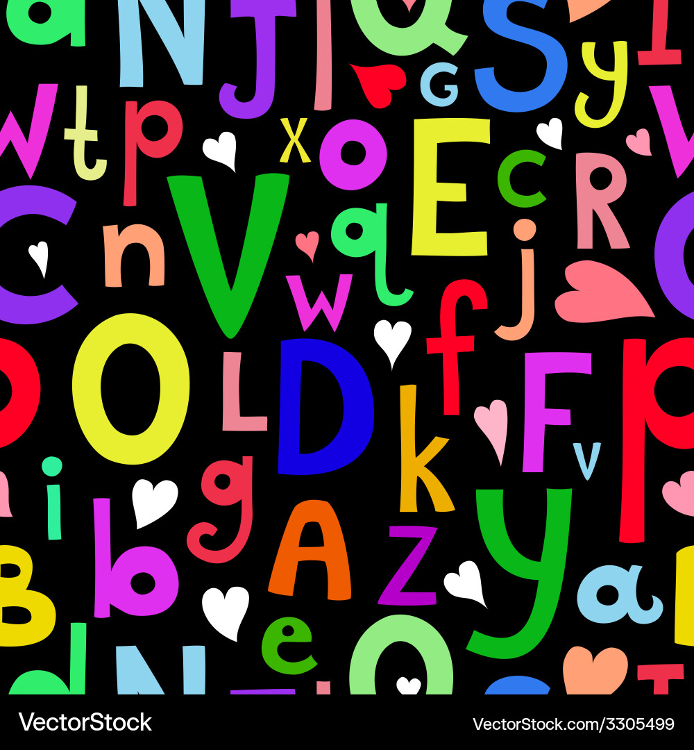 Seamless pattern with latin letters of different Vector Image