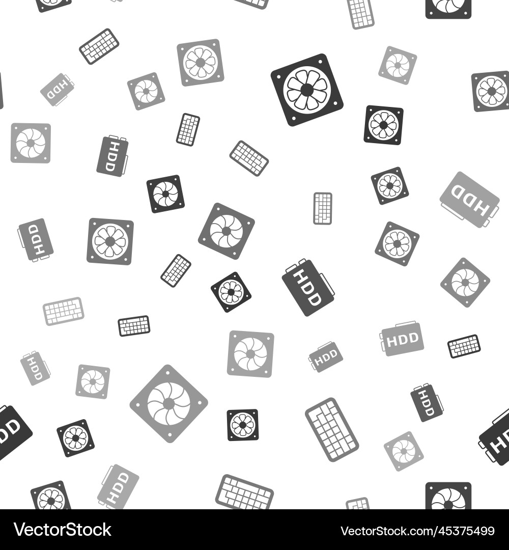 Set computer cooler keyboard hard disk drive hdd Vector Image