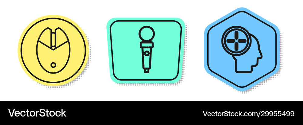 Set line computer mouse gaming joystick Vector Image