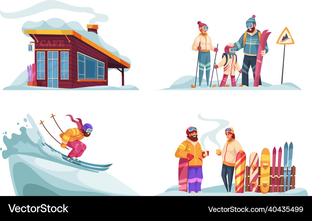 Winter ski resort cartoon concept Winter ski resort cartoon concept vector image