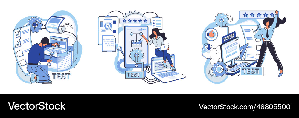 Application testing metaphor app test Vector Image