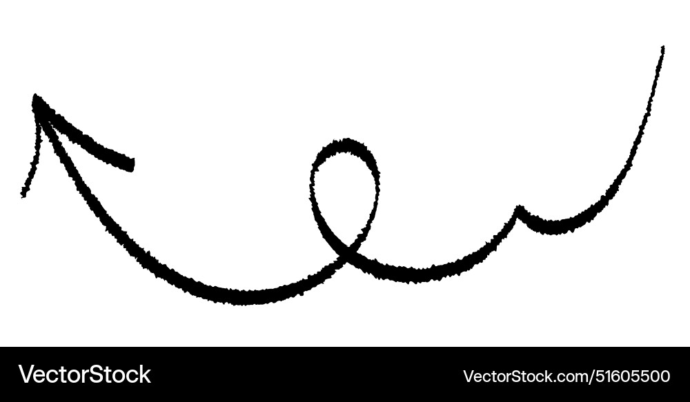 Brush-styled leftward arrow with loop Vector Image