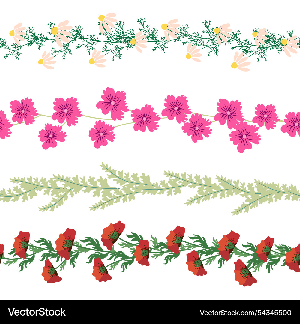 Chamomile horizontal border seamless pattern Chamomile horizontal border seamless pattern Vector Image