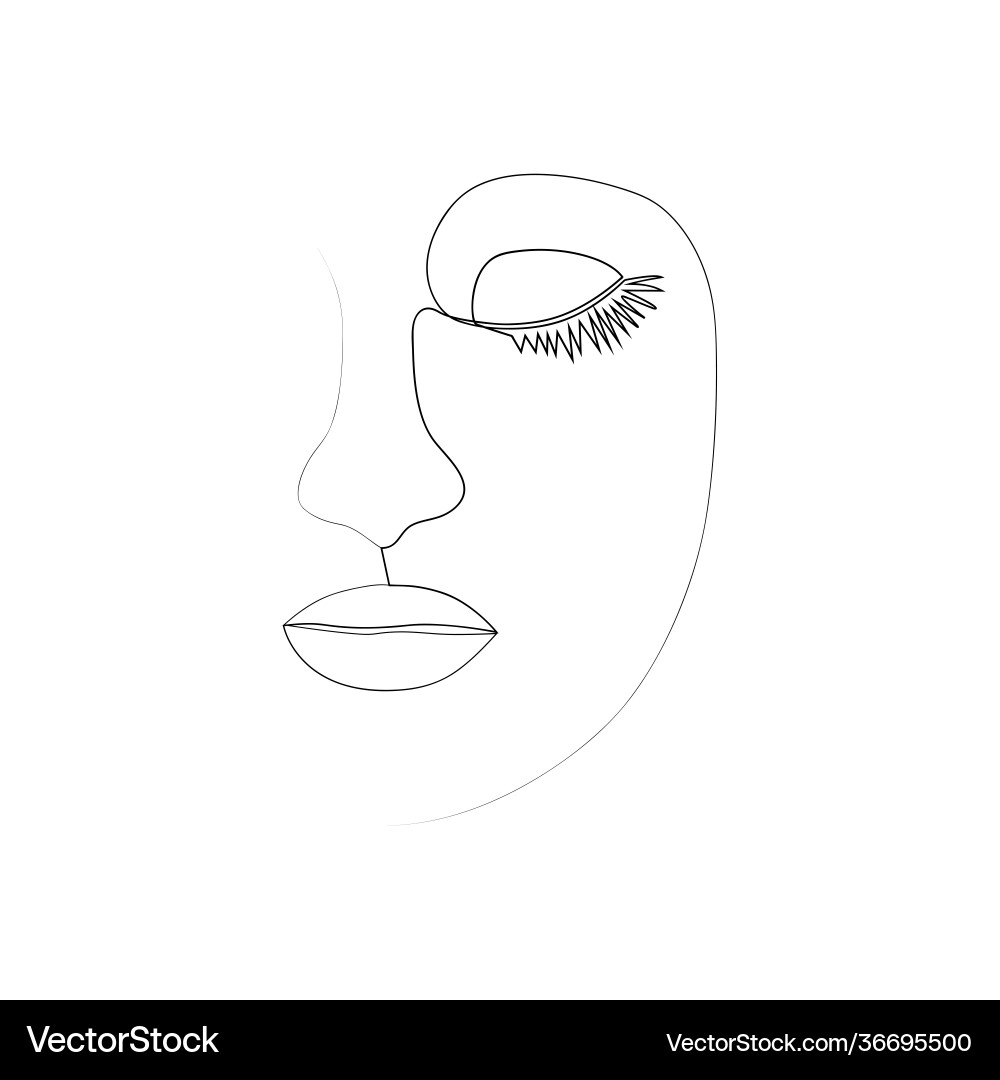 Continuous line drawing set faces Vector Image