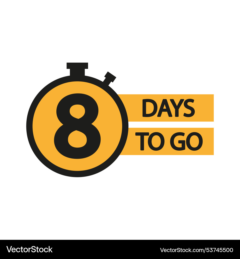 Countdown timer icon number eight focus 8 days Countdown timer icon number eight focus 8 days vector image