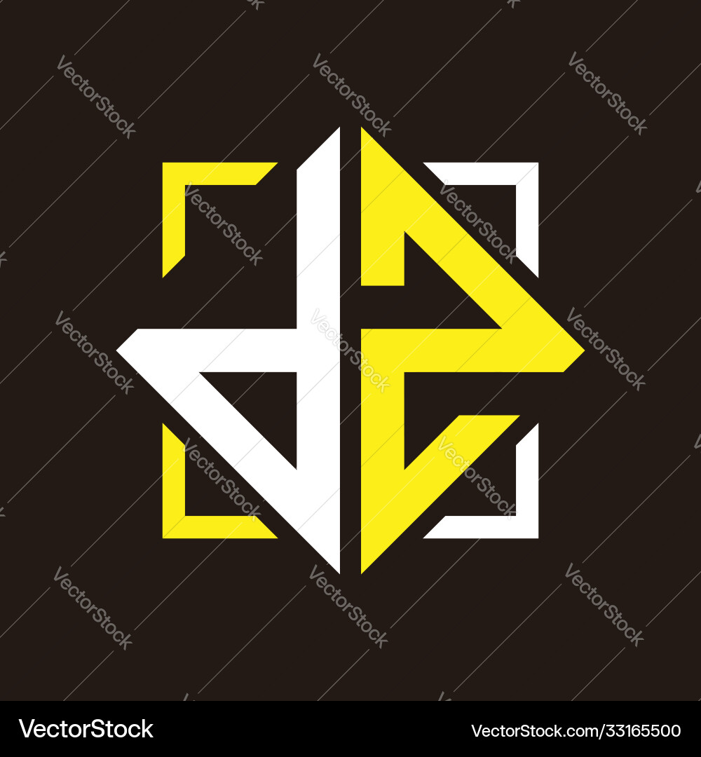 D z initials quadrangle monogram with square Vector Image