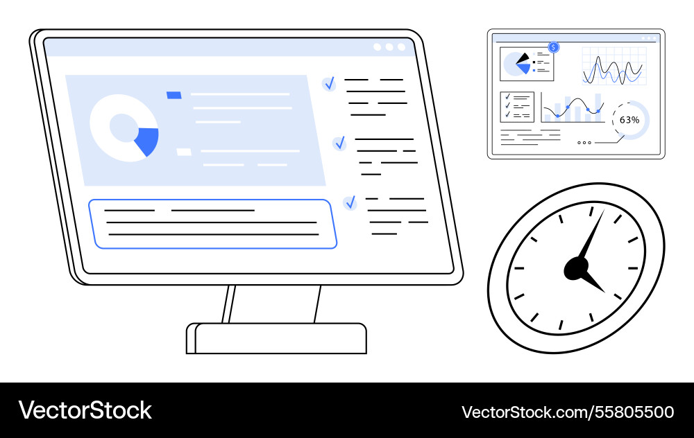 Digital analytics dashboard with checklist graph Digital analytics dashboard with checklist graph vector image