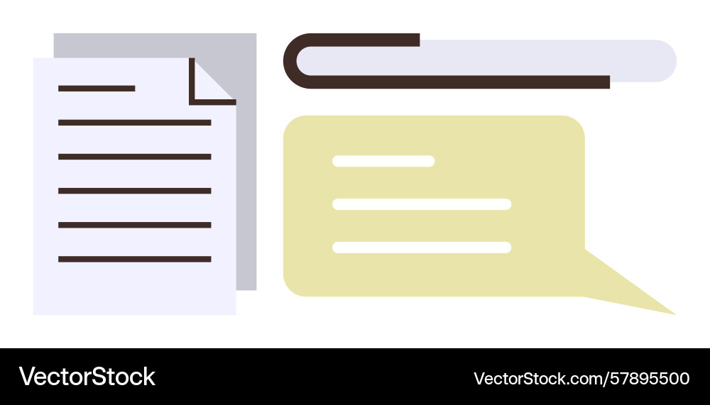 Document and book with speech bubble representing Vector Image