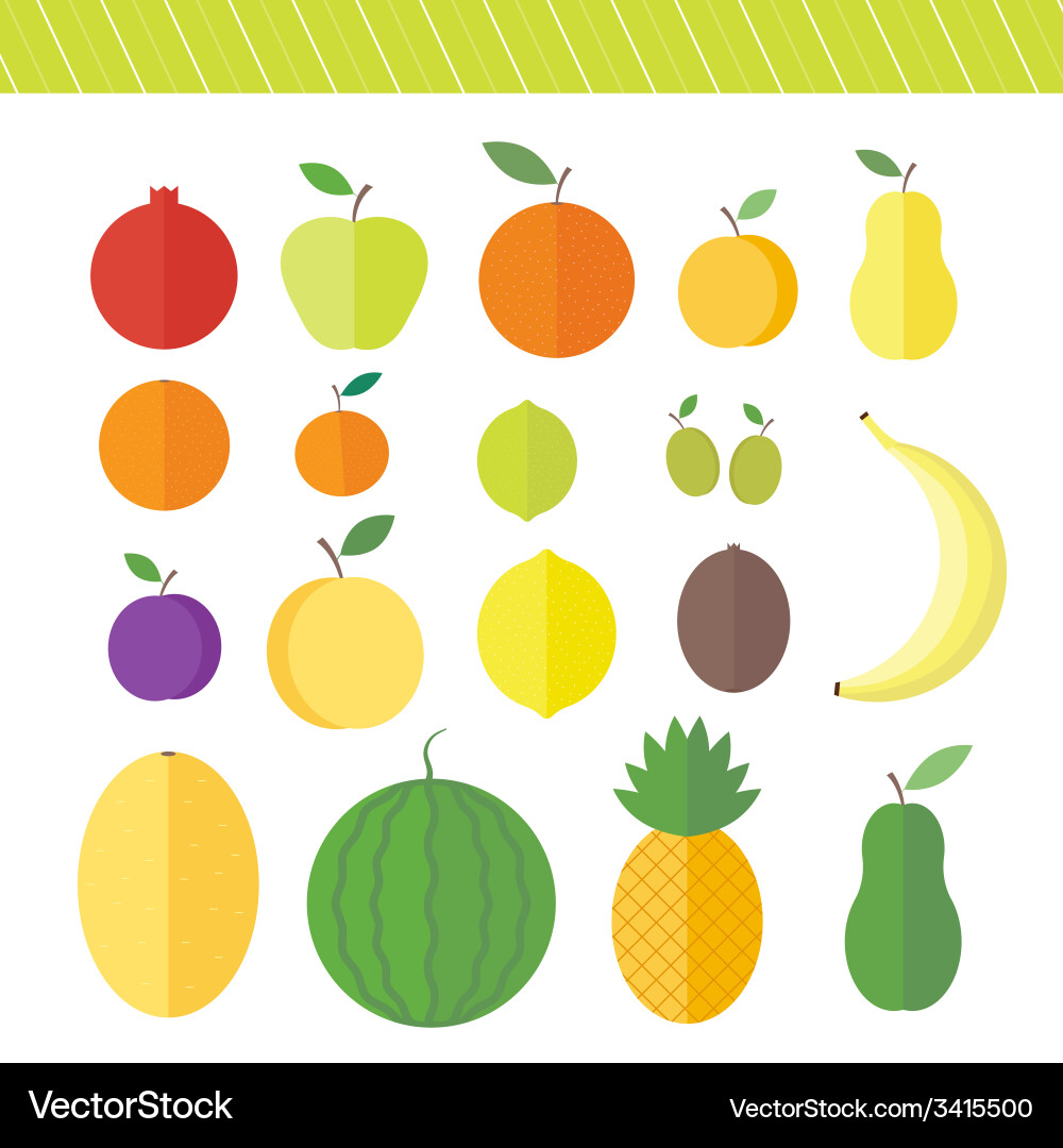 Flat elements for web design fruits and berries Vector Image