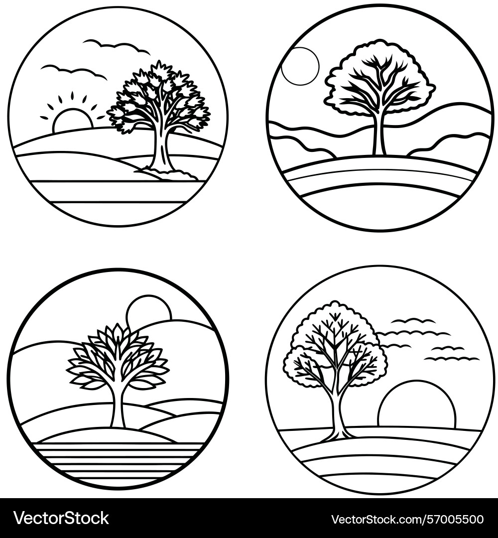 Four different landscape design elements each Vector Image