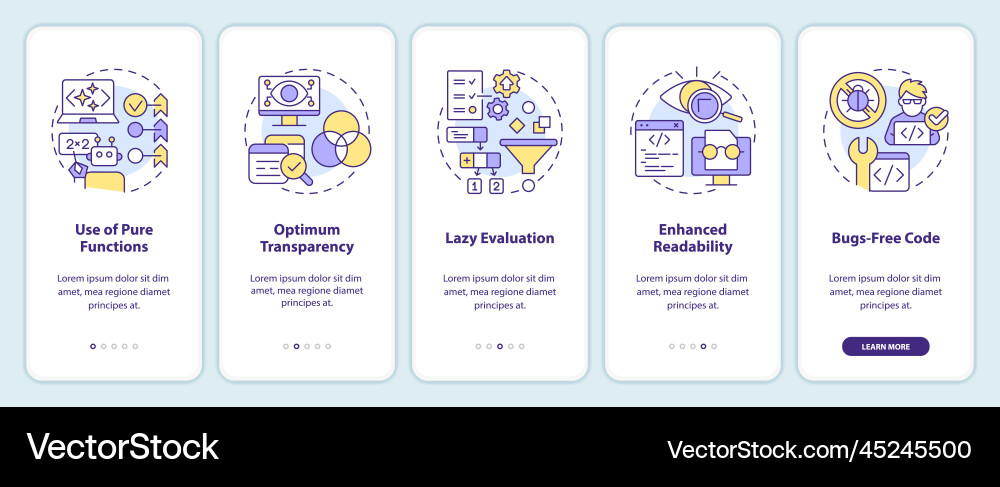 Functional programming benefits onboarding mobile Vector Image