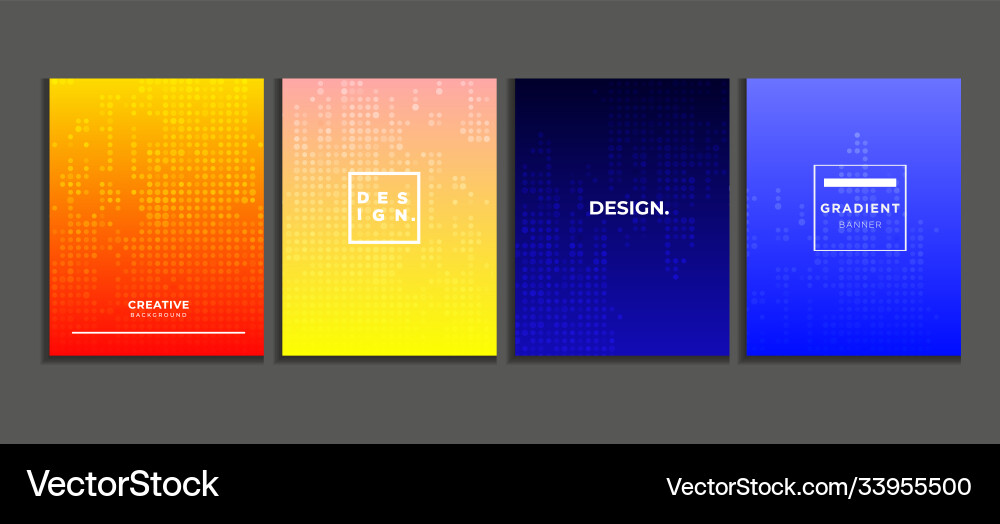 Gradient poster background set with halftone Vector Image