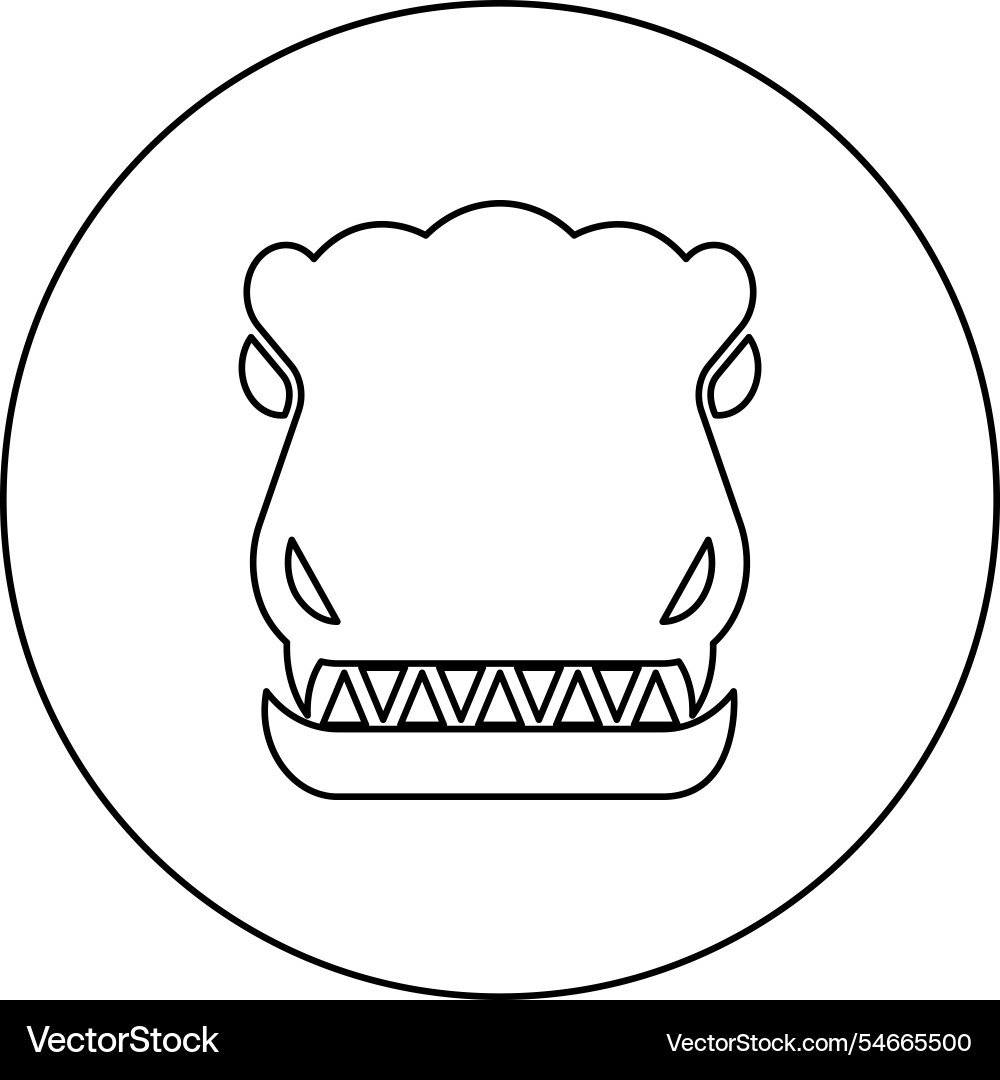 Head dinosaur dragon icon in circle round black Head dinosaur dragon icon in circle round black vector image