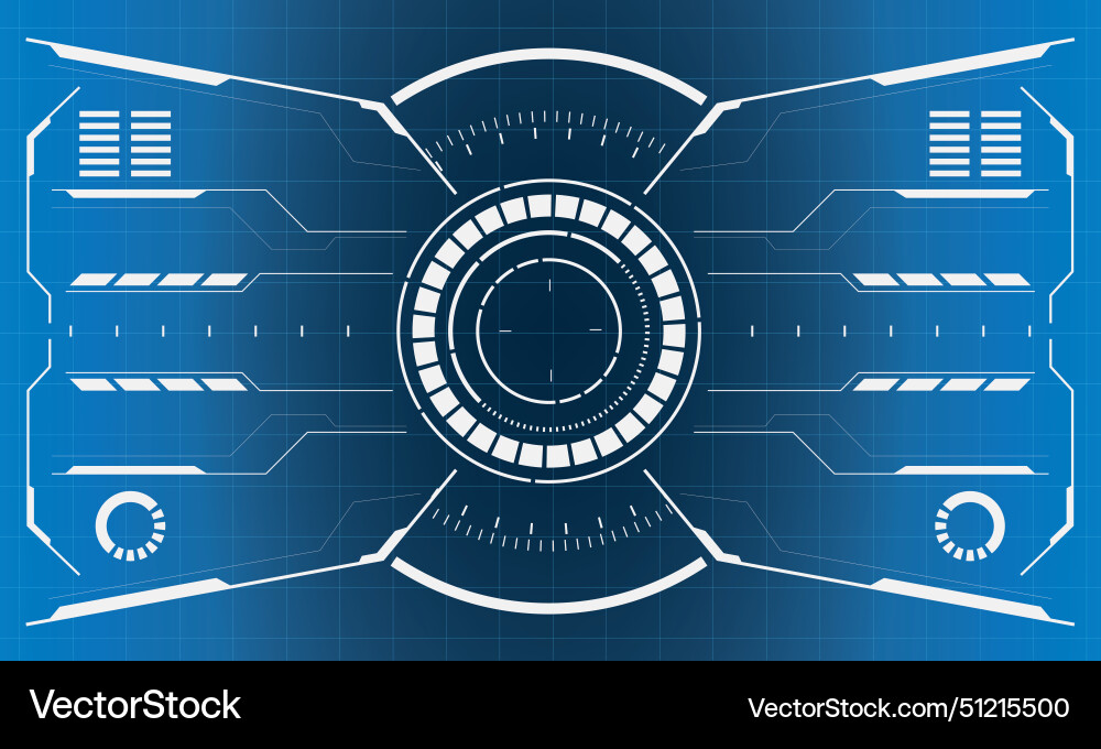 Hud sci-fi interface screen view white circular Hud sci-fi interface screen view white circular Vector Image