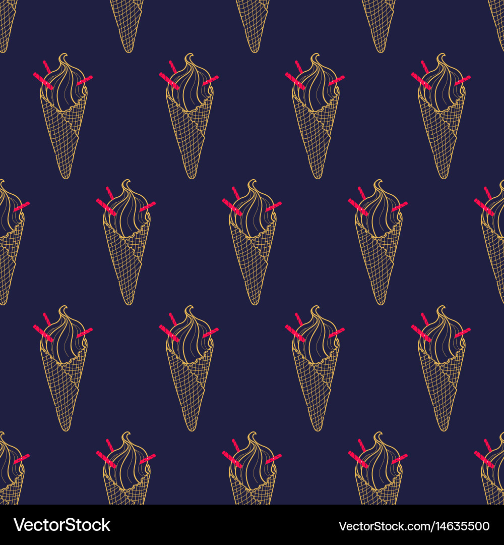 Ice cream easy pattern linear-29 Vector Image