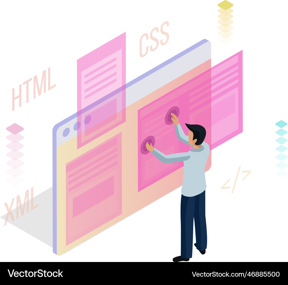 Programming isometric concept Programming isometric concept Vector Image