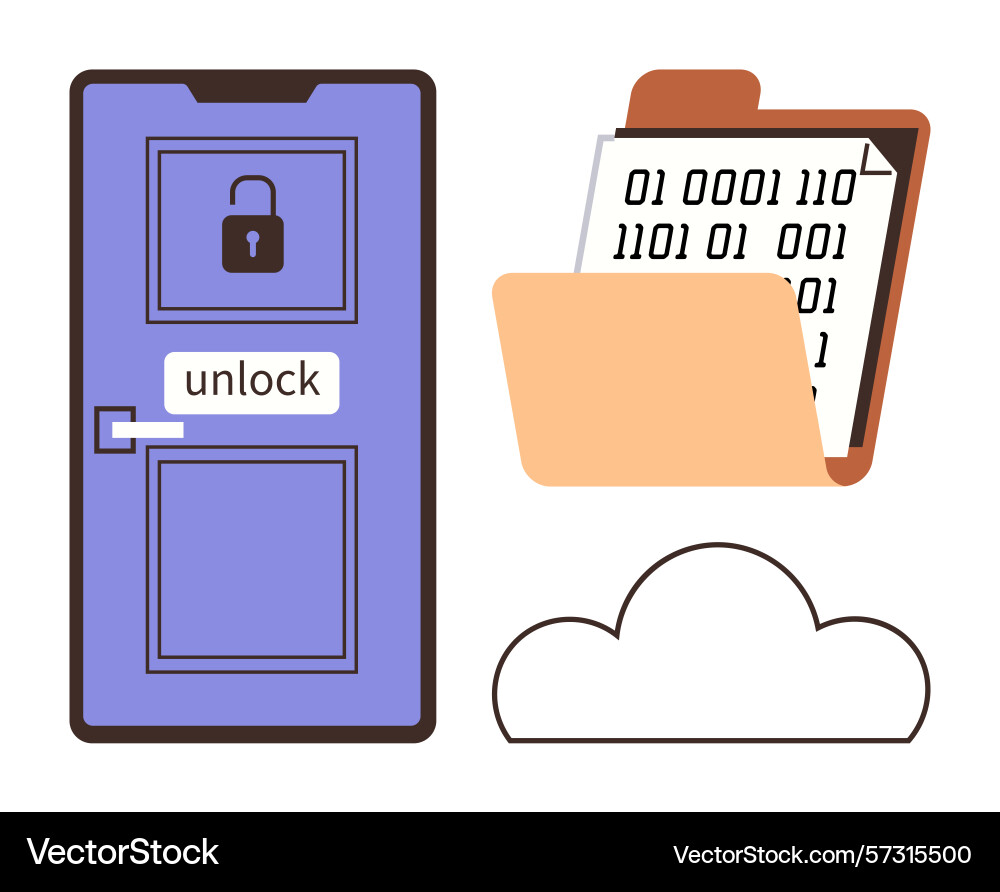 Secure data access and cloud storage concept with vector image