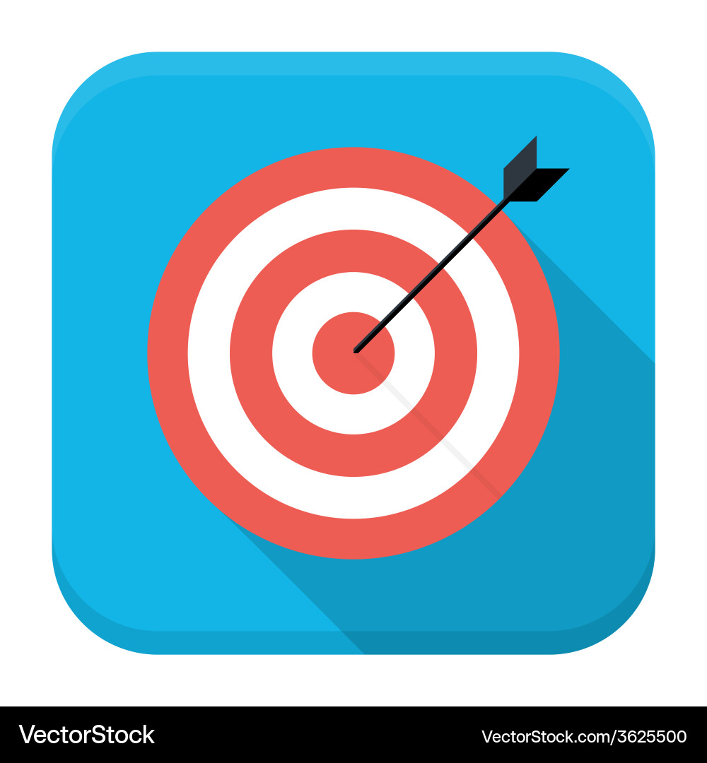 Target Icon with Arrow - Flat App Style vector image