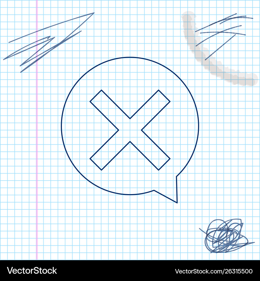 X mark cross in circle line sketch icon isolated Vector Image