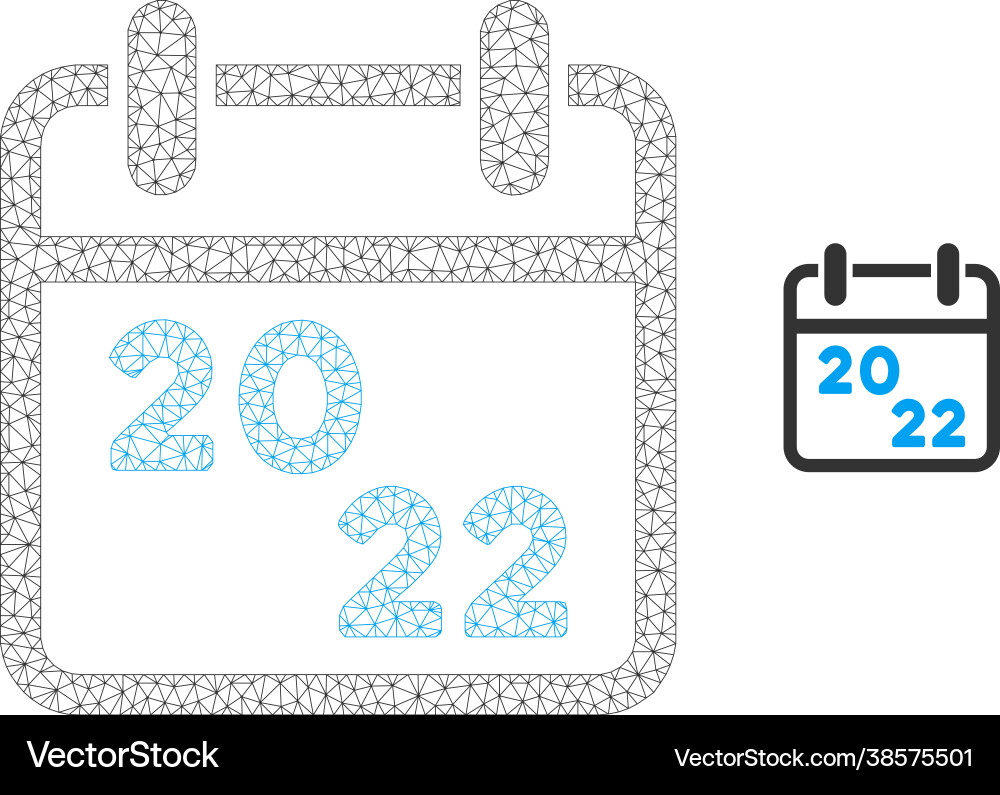 2022 calendar mesh network model Vector Image