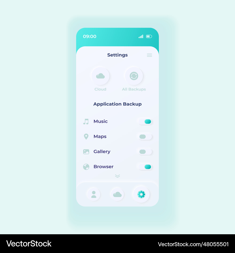 Backup application settings smartphone interface Backup application settings smartphone interface Vector Image