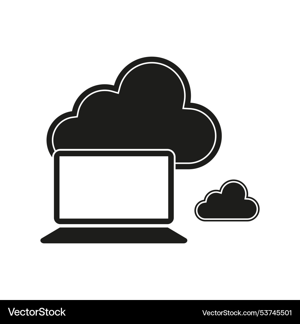 Cloud computing icon laptop and shapes data Cloud computing icon laptop and shapes data vector image