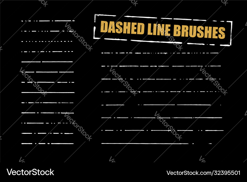 Dashed Line Brushes - Black & White vector image