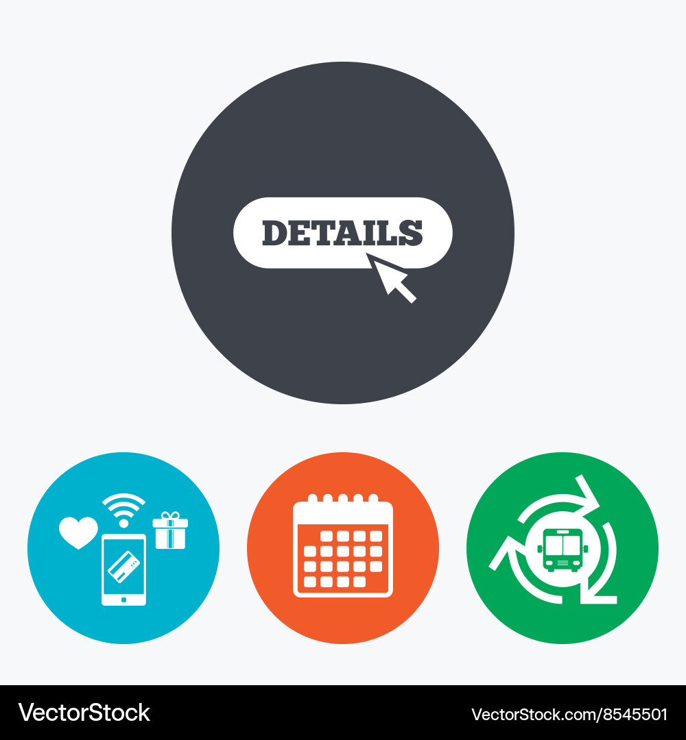 Details with cursor pointer icon more symbol Vector Image