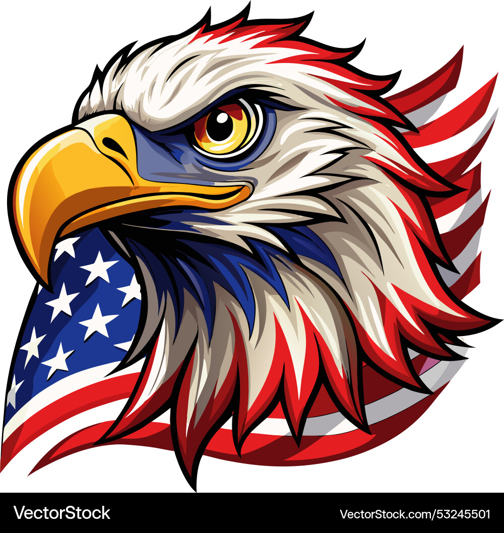 Eagle head with american flag pattern Royalty Free Vector