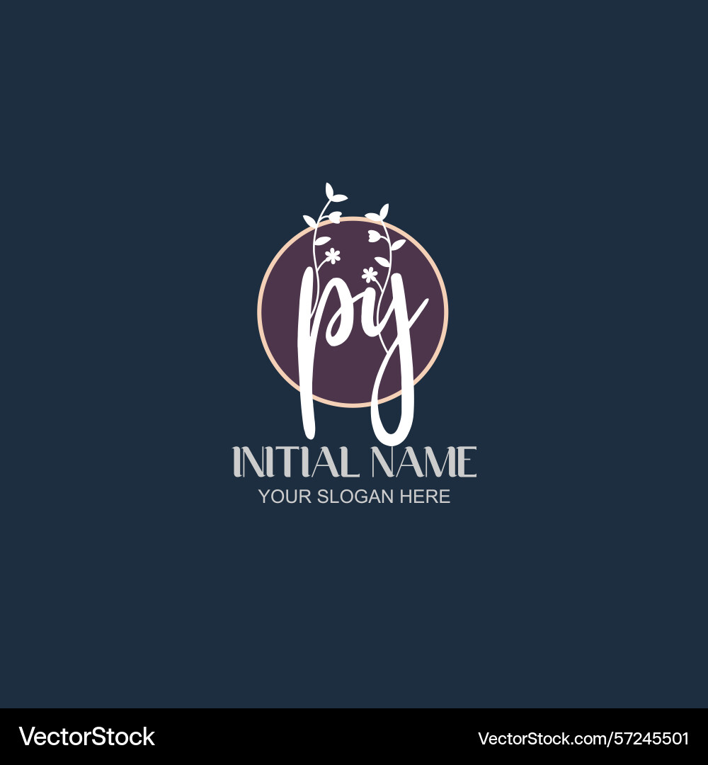 Elegant py initial logo design with botanical Elegant py initial logo design with botanical Vector Image