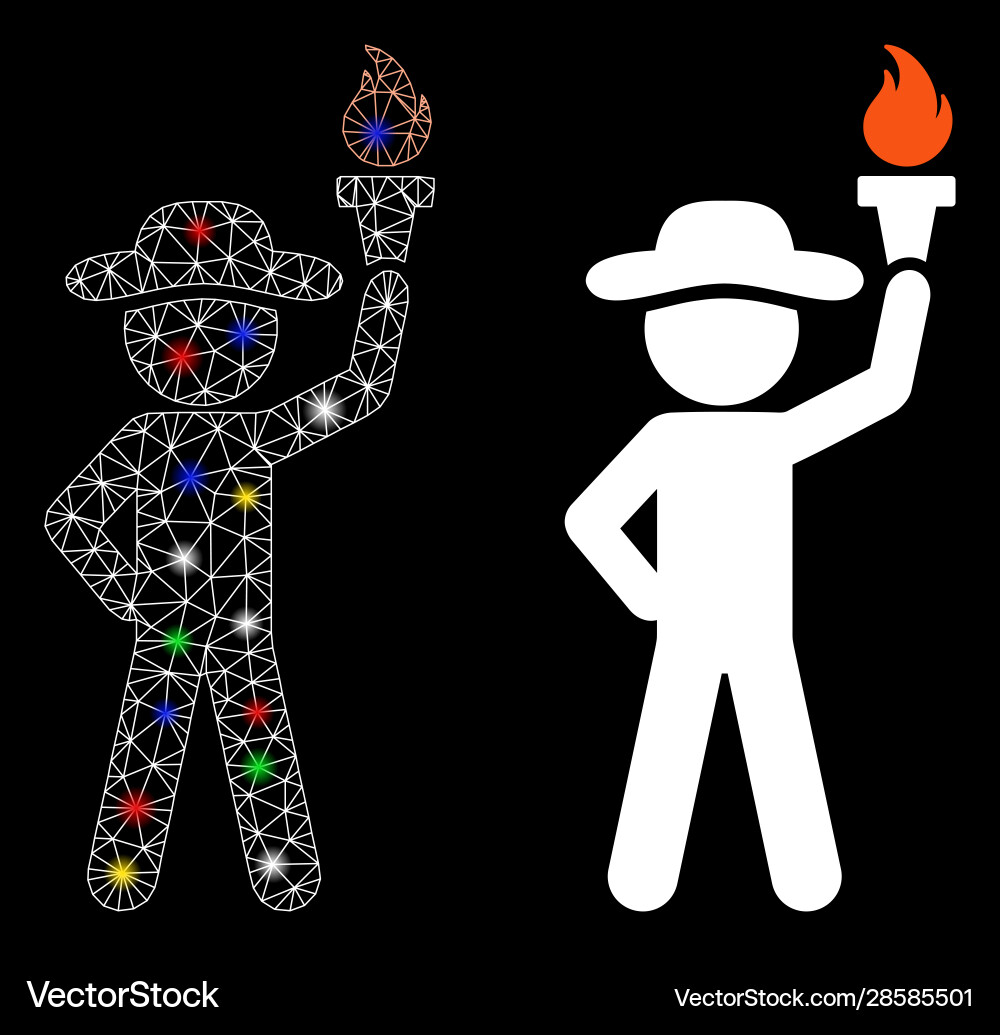 Flare mesh wire frame gentleman with freedom torch vector image