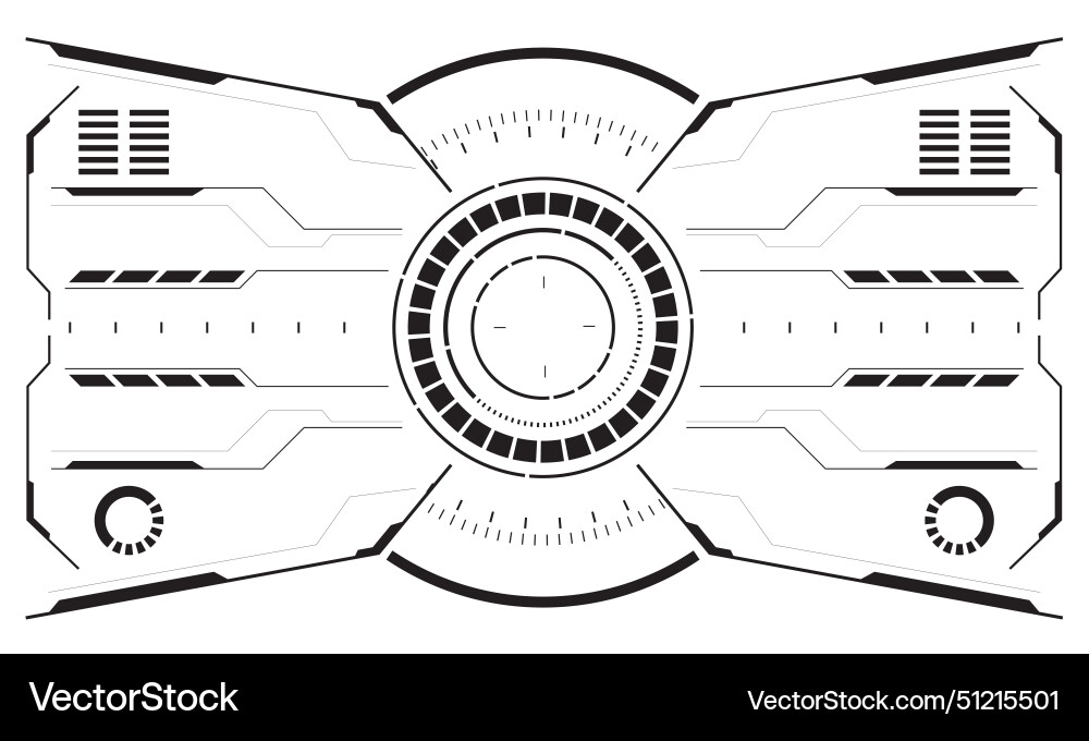 Hud sci-fi interface screen view white circular vector image