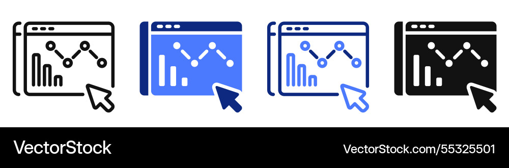 Icon or logo of computer app with statistics graph Icon or logo of computer app with statistics graph vector image