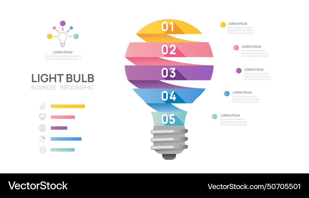 Infographic light bulb diagram template Royalty Free Vector