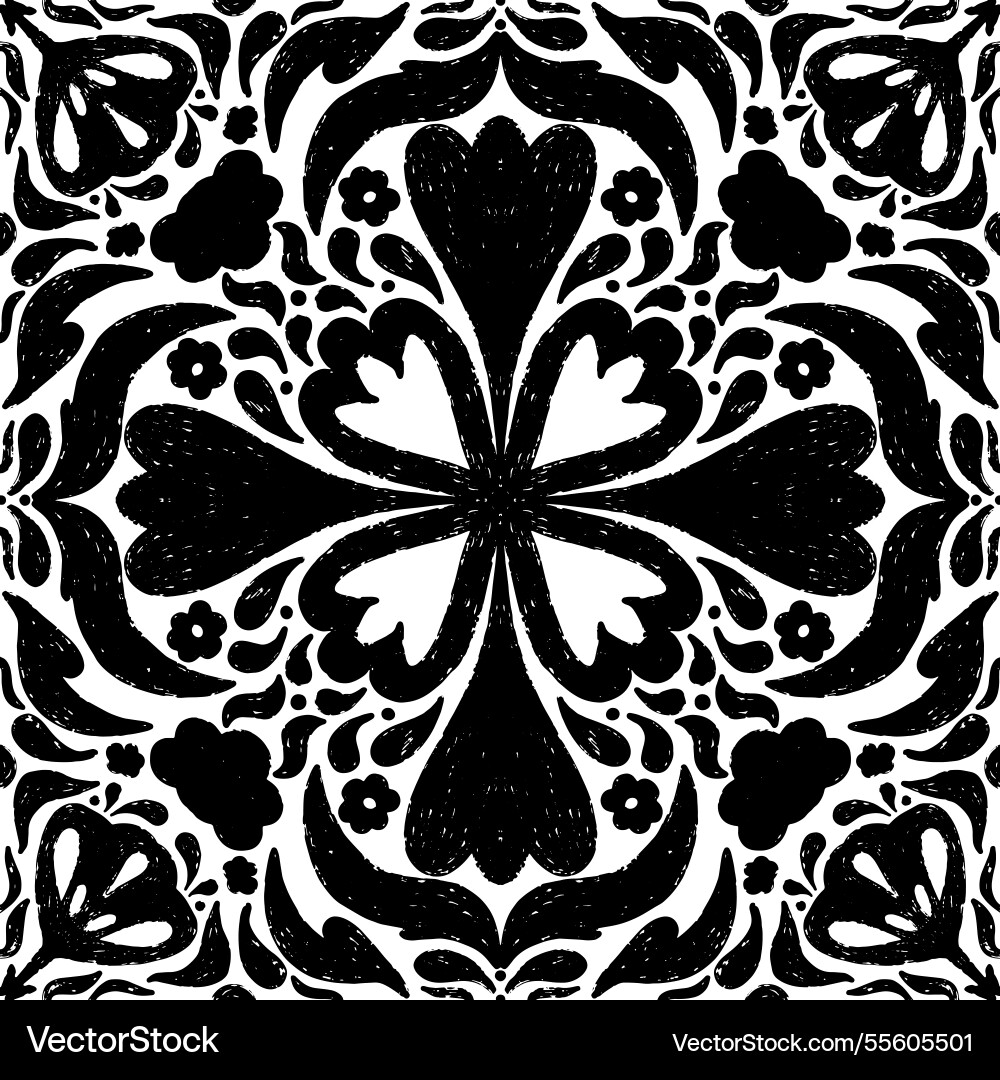 Intricate black pattern with symmetrical Vector Image