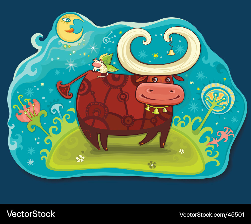 Magic Field Cows Vector Image