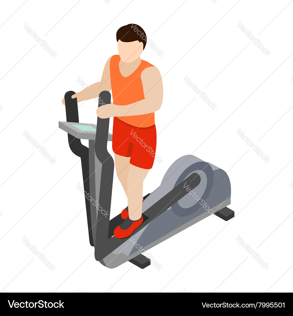 Man on elliptical walker icon isometric 3d style vector image
