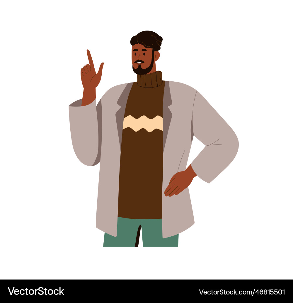 Man speaking with finger up pointing gesture Man speaking with finger up pointing gesture vector image