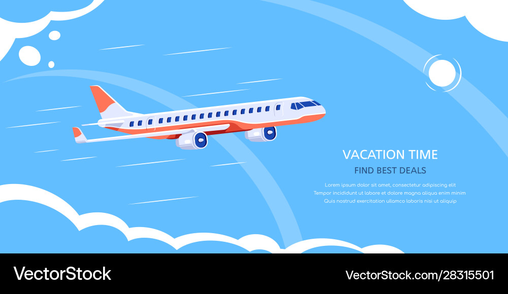 Online flight booking banner design flat style Vector Image