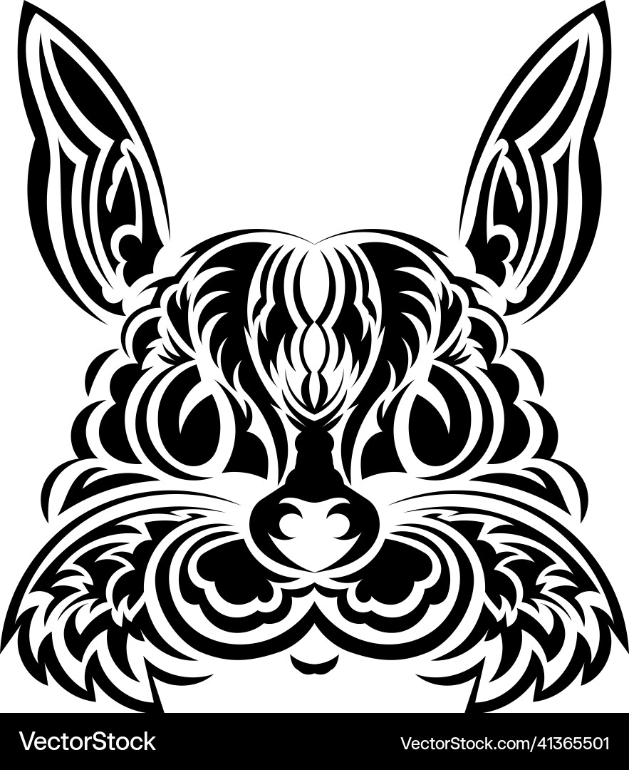 Rabbit head in polynesian style isolated symbol Rabbit head in polynesian style isolated symbol Vector Image