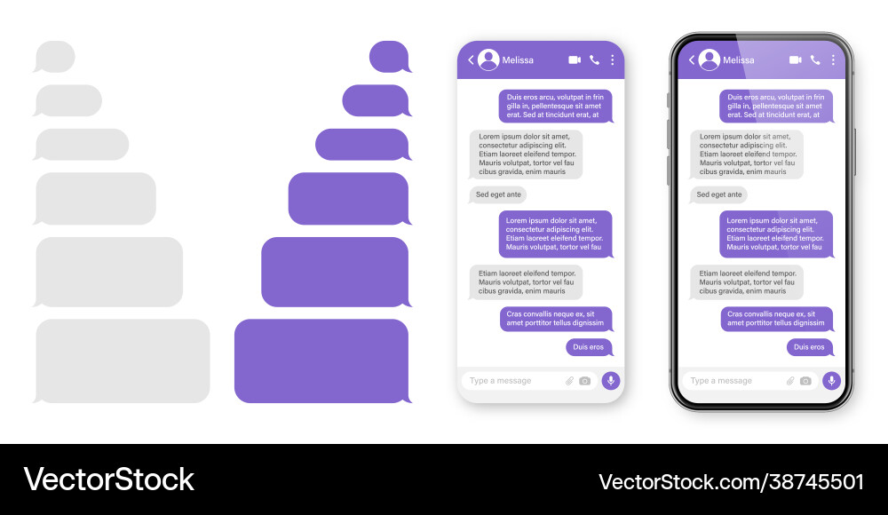 Realistic smartphone with messaging app blank sms Realistic smartphone with messaging app blank sms Vector Image