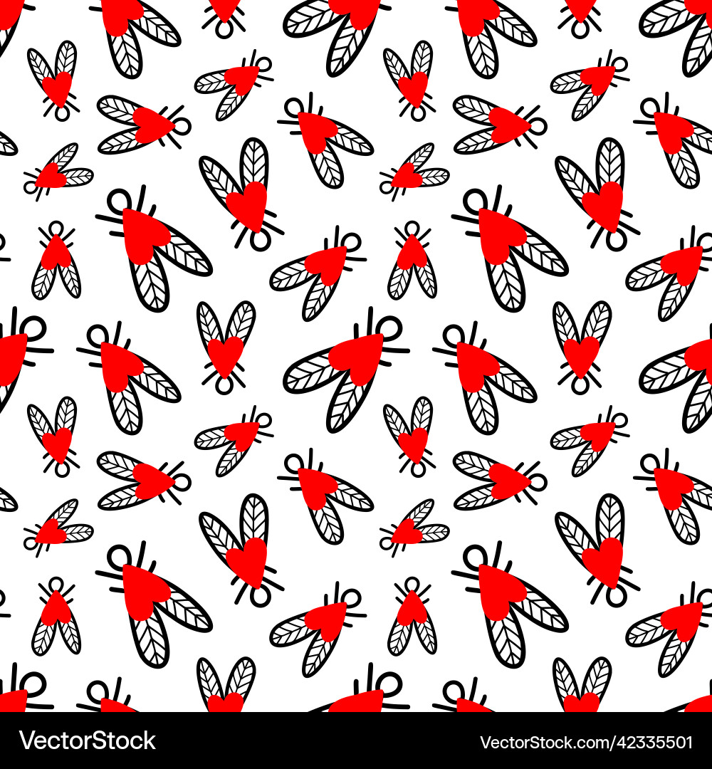 Seamless pattern with flies Vector Image